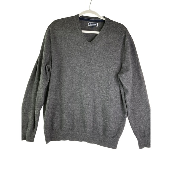 Club Room Other - Club Room Mens Merino Wool Pullover Grey V-Neck Sweater Preppy Quiet Luxury XL
